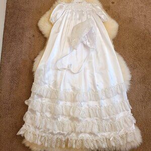 Vintage Angel Wear Satin Christening/Baptism Gown & Bonnet 4 Piece Set